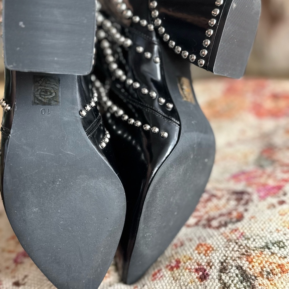 Studded Black Ankle Boots patent Jeffrey Campbell stylish booties - Picture 6 of 9